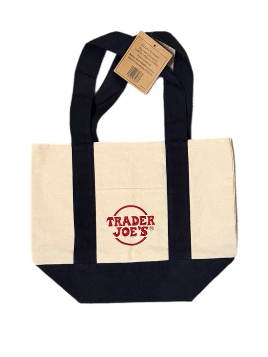 Trader Joe'S Handbags - Trader Joe's Canvas Tote Bag in Cream and Navy mini NWT